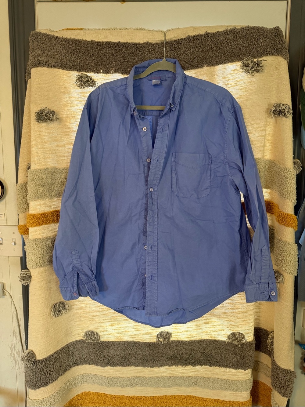 fresh produce Lavender Cotton Button-Front Shirt with Pink Logo - large